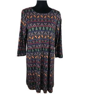 dress works women’s 3/4 Sleeve ugly christmas Shift dress sz medium